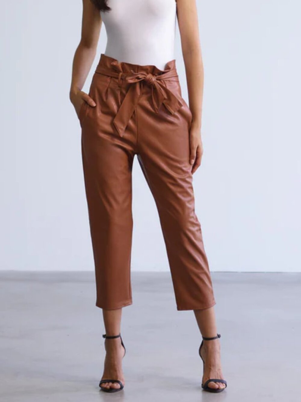 Commando Faux Leather Paperbag Pant Cocoa Brown Medium